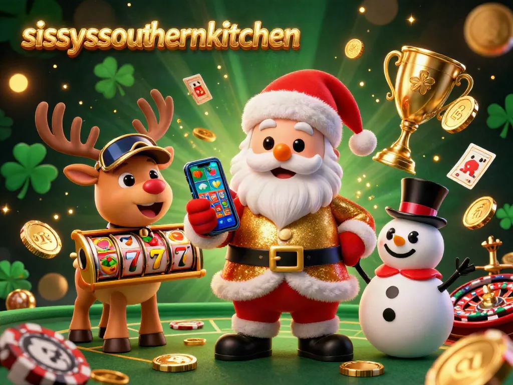 Sissyssouthernkitchen offers thrilling jackpot slots action in a festive casino scene.