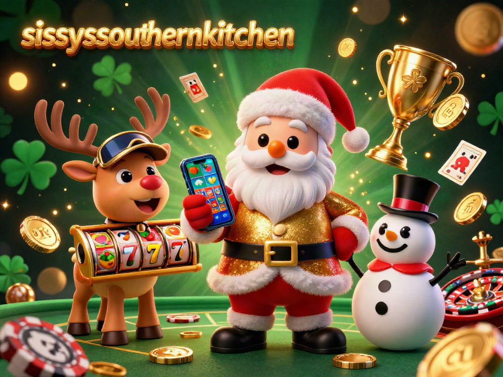 Sissyssouthernkitchen offers thrilling jackpot slots action in a festive casino scene.