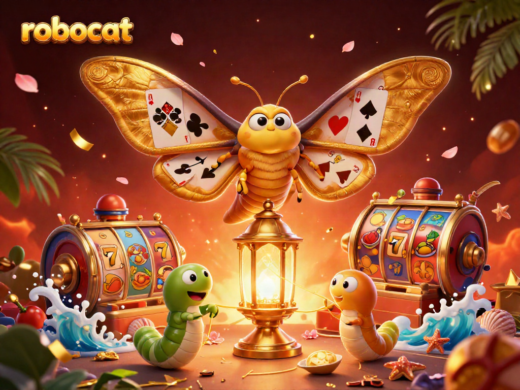 Win big at robocat casino with vibrant 3D scenes featuring slots, jackpots, and golden treasures!